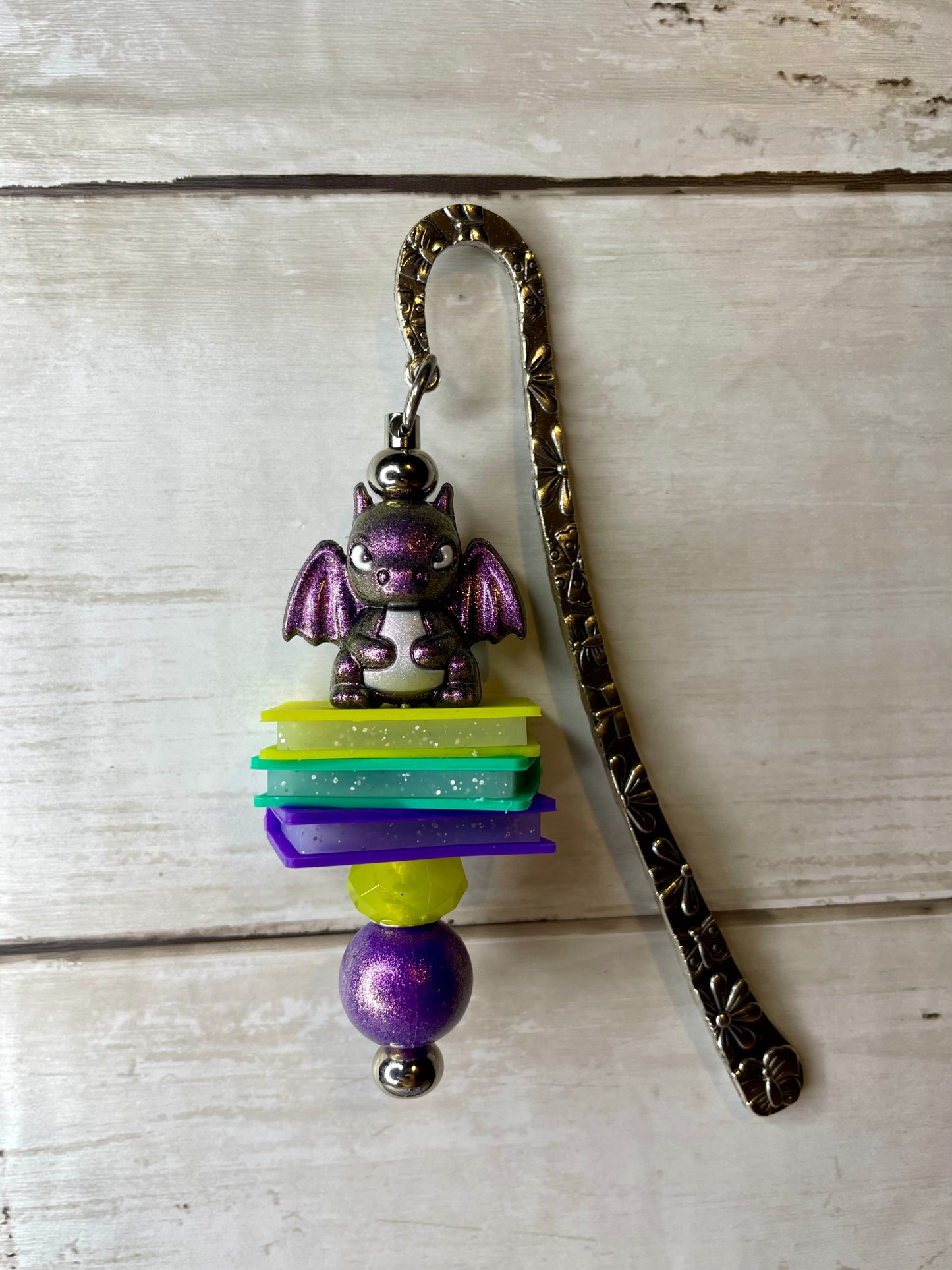 Black purple opal book dragon bookmark