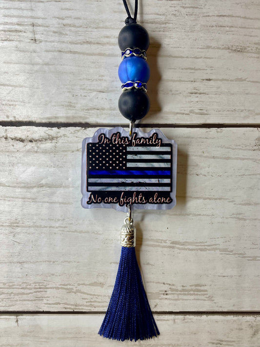 Blue line family car charm