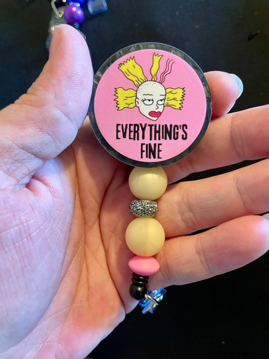 Everything’s fine. Badge reel