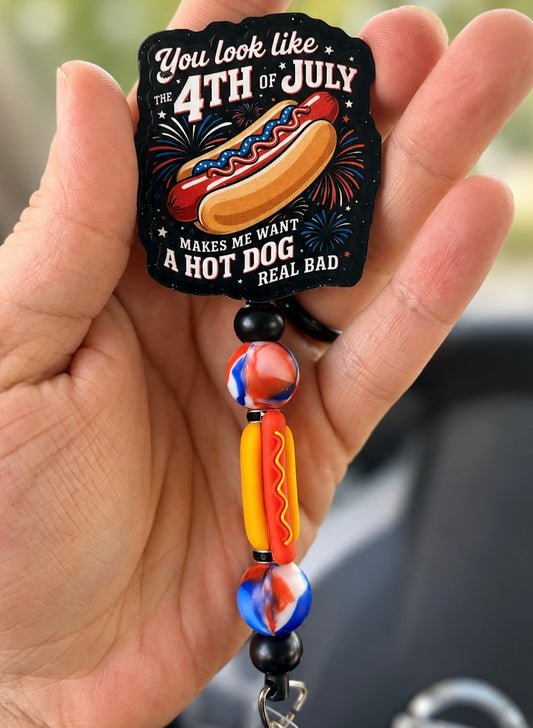 Hot dog real bad badge reel