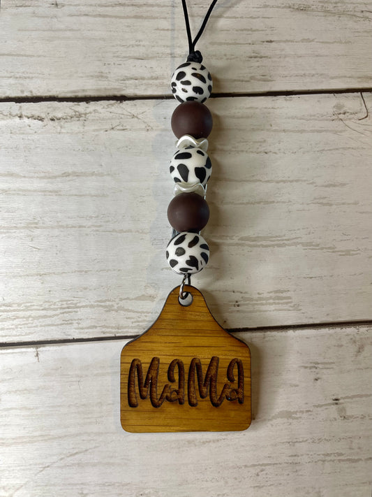 Mama cow tag car charm