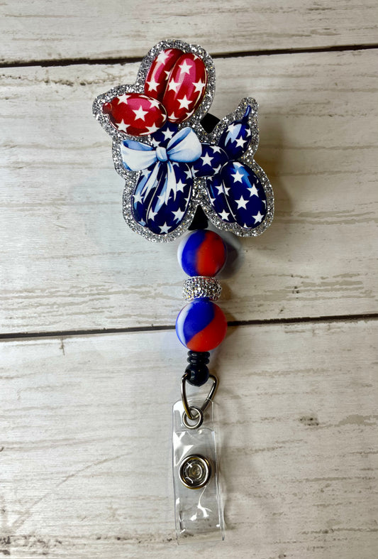 Patriotic balloon dog badge reel