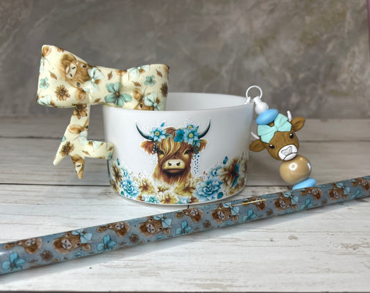 Highland cow cup set 💙🩵💙