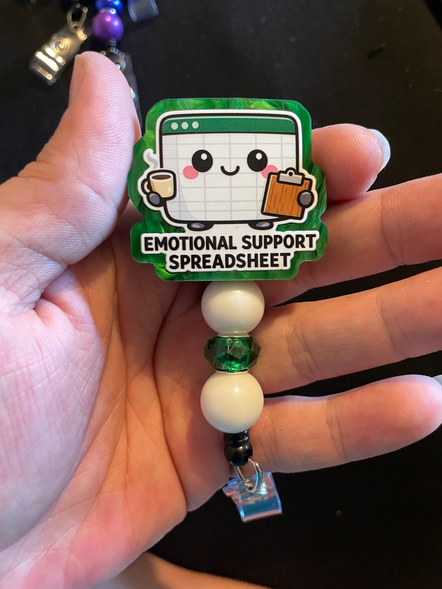 Emotional support spreadsheet badge reel