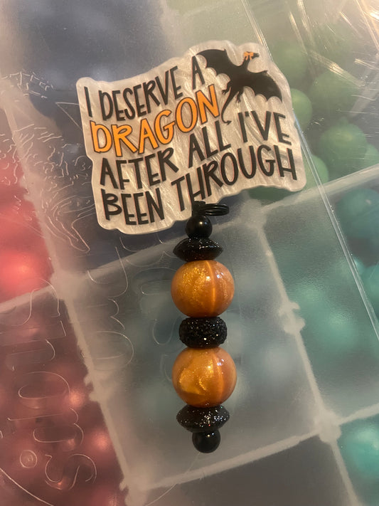 Deserve a dragon keychain with beads . (Large)