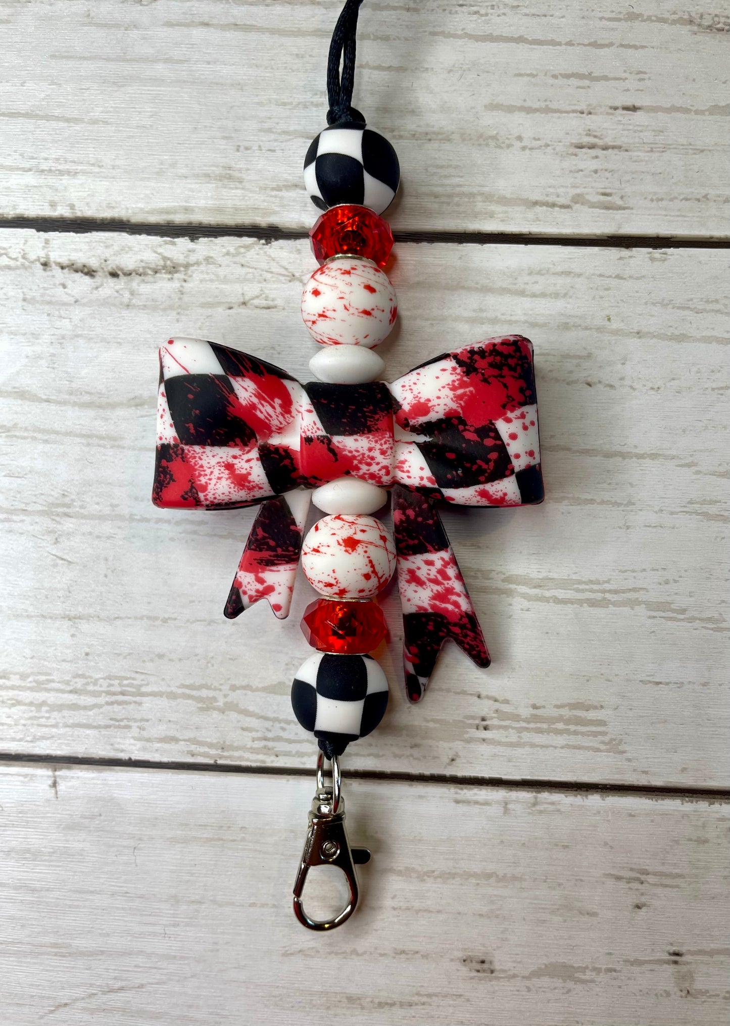 Checkered Blood splatter freshie clip