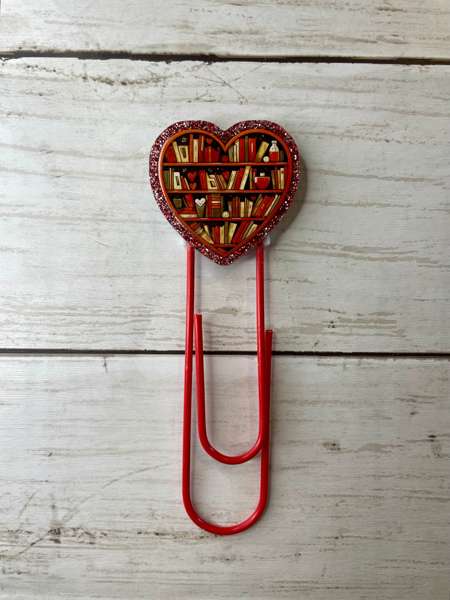 Red heart bookshelf