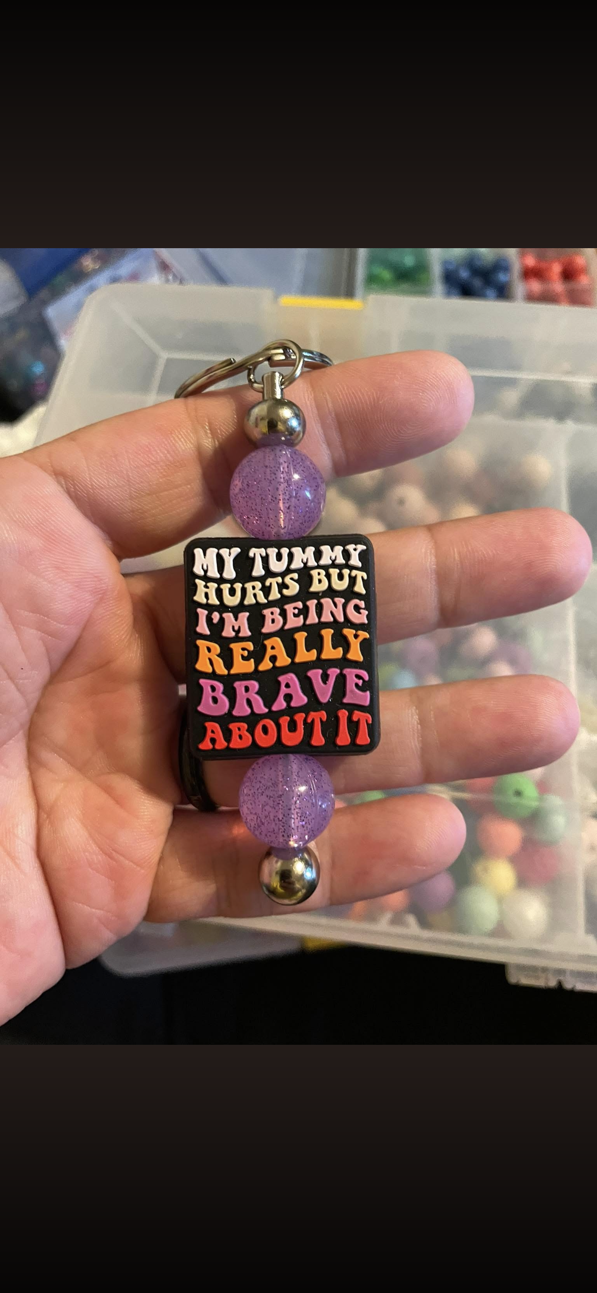 Tummy hurts keychain